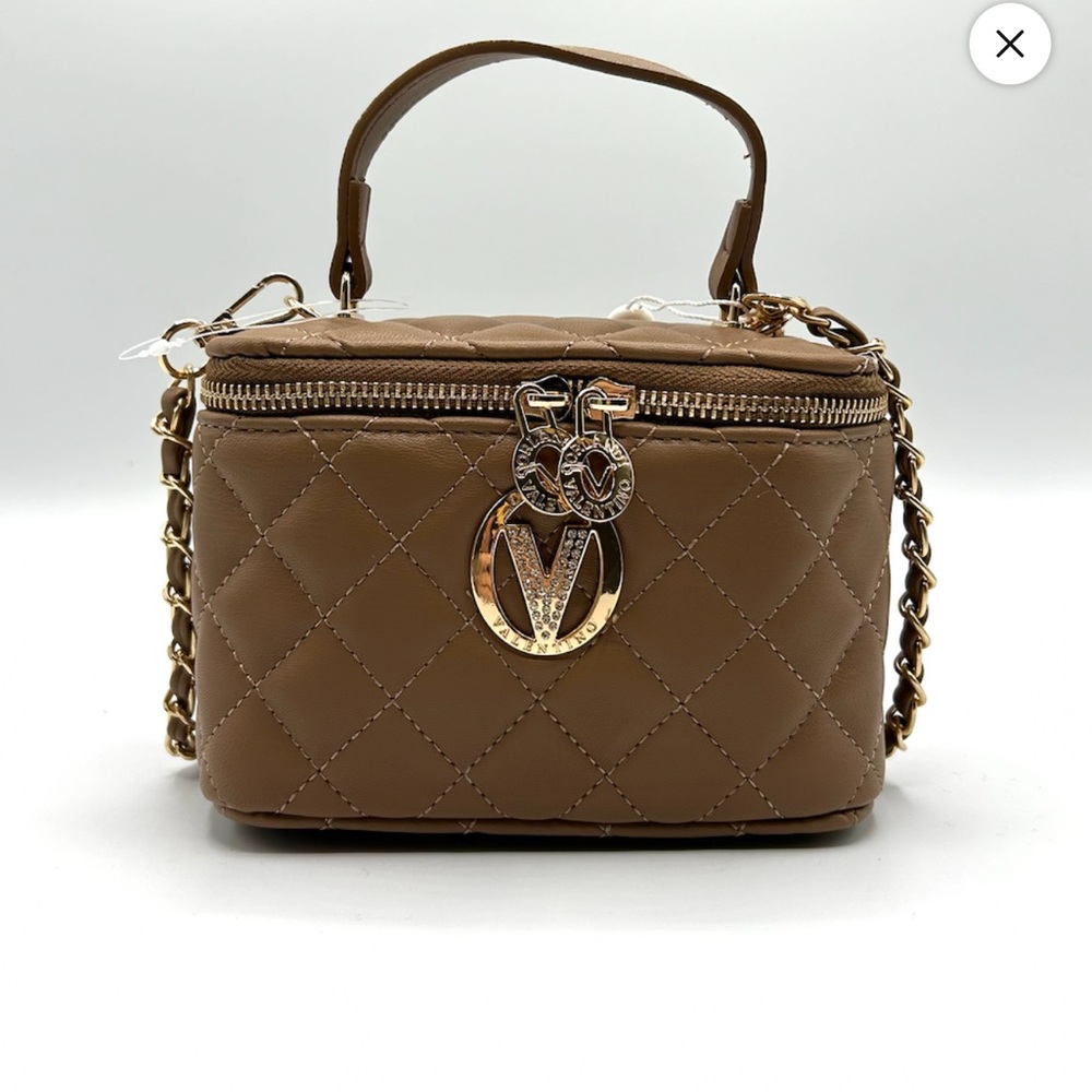 NWT $330 Valentino Orlandi Taupe Quilted Bag Vegan Leather 2 ways to carry style